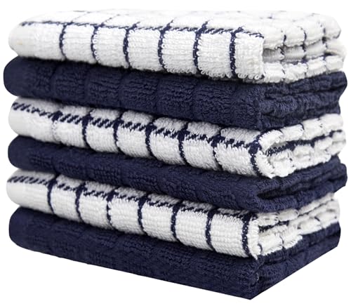 Image of Bumble Dish Cloths (6 Pack) | 12 inch x 12 inch | 100% Cotton Kitchen Towels | 405 GSM | Soft, Highly Absorbent & Durable Dish Towels for Kitchen | Navy