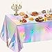 OHOME 4 Pack Iridescence Plastic Tablecloths Disposable Galentines Day Decorations New Years Birthday Disco Bachelorette Bridal Wedding Rainbow Iridescent Party Decorations 54