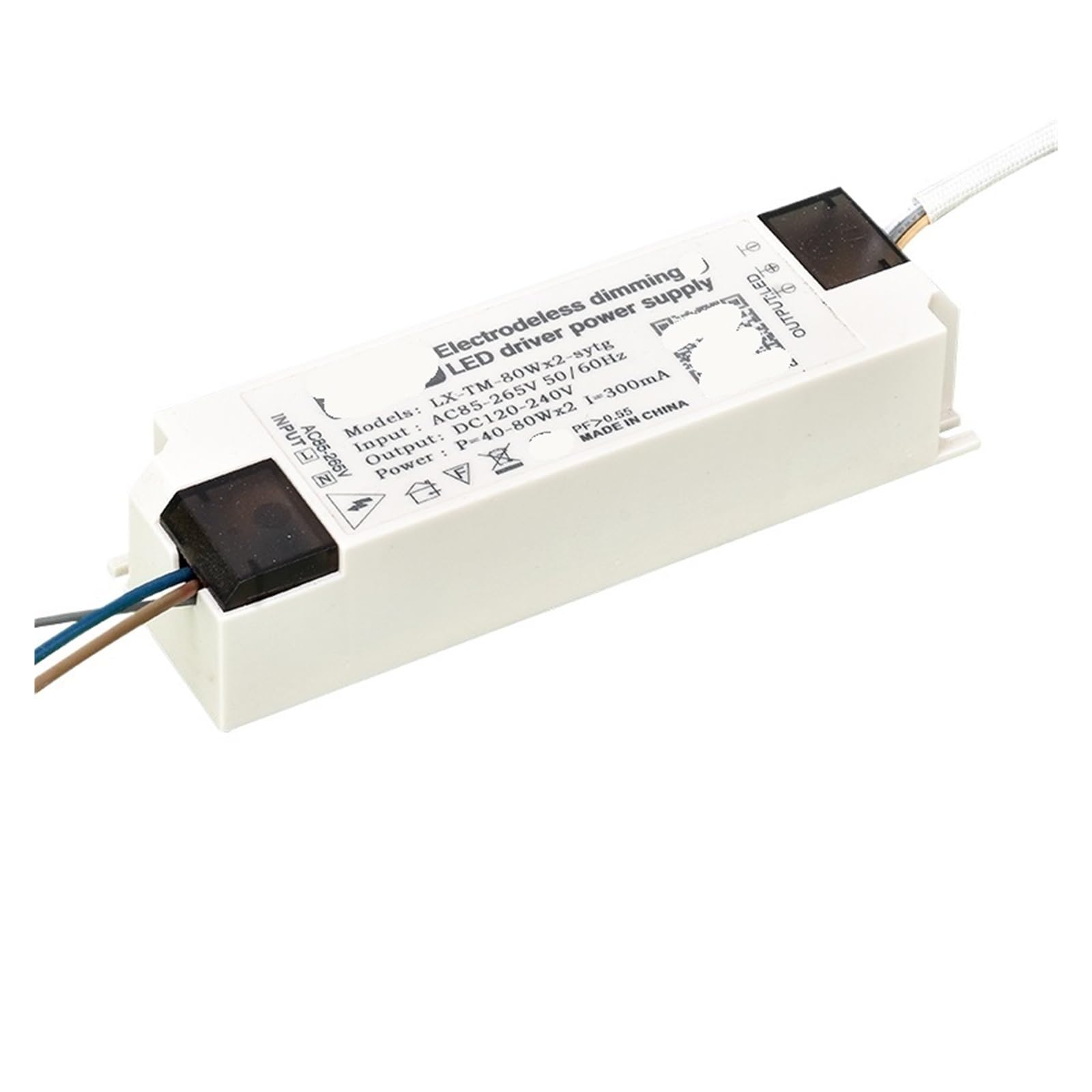 Alimentatore dimmer LED Intelligente Ballast con Memoria Dimmerazione a Tre Colori Ampia Tensione(40-80W*2 Without Remote Control)