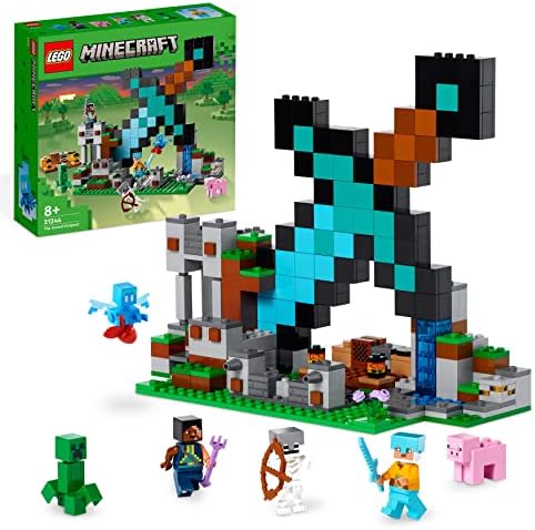LEGO 21244 Minecraft The Sword Outpost Building Toy with Creeper, Soldier, Pig and Skeleton Figures, Gift for Boys and Girls Aged 8 Plus Years Old