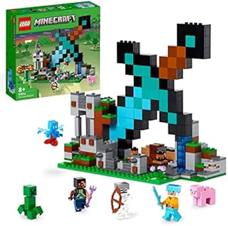 LEGO 21244 Minecraft The Sword Outpost Building Toy with Creeper, Soldier, Pig and Skeleton Figures, Gift for Boys and Girls Aged 8 Plus Years Old