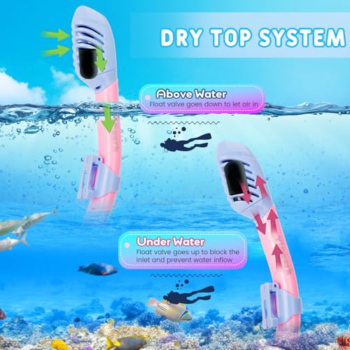Set de Snorkel para Niños de 6 a 14 Años, Máscara Anti-Vaho con Tubo Seco, Lente Panorámico de Vidrio Templado, Falda de Silicona, Bolsa de Malla – Equipo de Snorkeling para Niños y Niñas miniatura 5