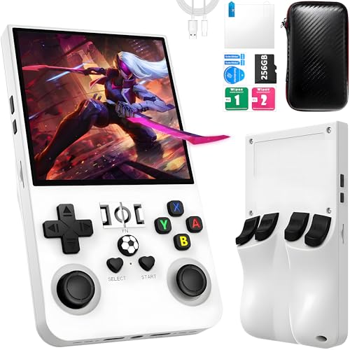 R36MAX Retro Handheld Spielkonsole, 256 G über 40.000 Spiele, 4-Zoll-IPS Retro Konsole, Linux-System, 4000-mAh-Akku, Unterstützt Mehrere Emulatoren,Tragbare Mini-Arcade(weiß)