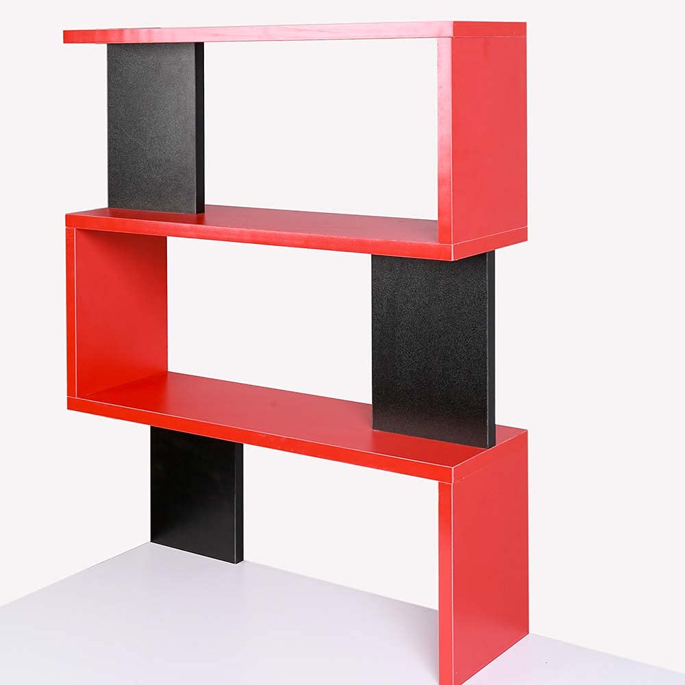 BAKAJI Scrivania con Doppia Libreria 7 Ripiani Tavolo da Lavoro Porta Pc Computer Struttura e Piano in Legno MDF Arredamento Casa Ufficio Cameretta Design Moderno 120 x 60 x 148 cm (Red)