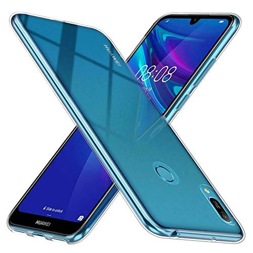 Compatibile per HUAWEI Y6 (2019) / MRD-LX1F DUAL/Honor 8A Copertura tasti CUSTODIA cover CASE GEL SILICONE TPU protezione + PELLICOLA vetro TEMPERATO 9H antiurto (Trasparente)