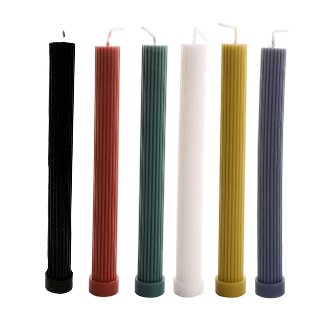 Generic 6 Pcs Solid Color Pillar Candles Soy Long Aromatic Accessories