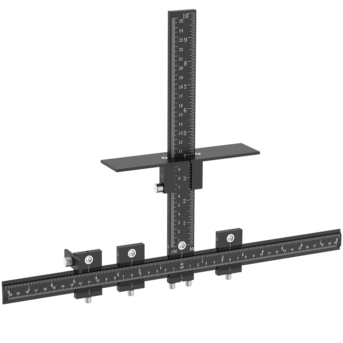 Cabinet Hardware Jig, Aluminum Alloy Cabinet Handle Jig, Adjustable Drill Template Guide Tool, Punch Locator Drill Guide with Imperial and Metric for Installation of Door Drawer Handle and Pulls