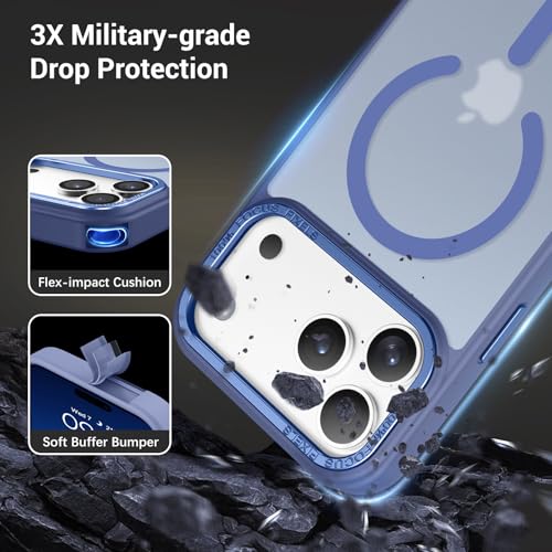 Image of YINLAI for iPhone 17 Pro Case 6.3-inch,Magnetic Compatible with MagSafe, Slim Matte Anti-Fingerprint, Shockproof Full Body Military Grade Protection for iPhone 17 Pro Cover, Blue