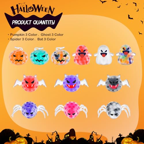 24Pack Halloween Mini Squeeze Balls Pumpkin Ghost Stress Ball Pack Perfect for Halloween Party Favors Halloween Treat Goody Bag Filler Gift 6