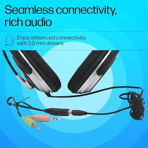 Hp Wired On Ear Headphones With Mic With 3.5 Mm Drivers, In-Built Noise Cancelling, Foldable And Adjustable For Laptop/Pc/Office/Home/ 1 Year... - Image 3