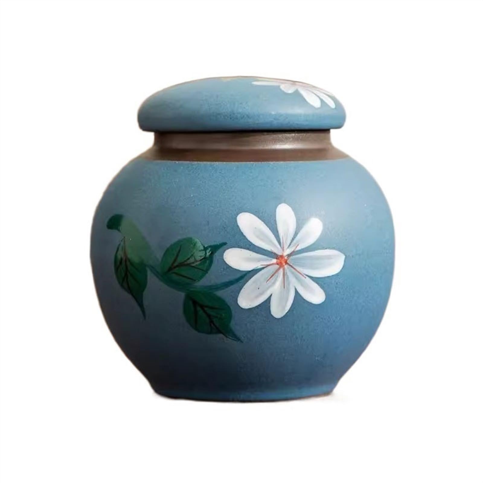 zhangrui1888 Tea Canister Round Sealed Canister Medium Tea Empty Box Ceramic Multifunctional Storage Jar Vintage Warehouse Tea Storage(Blue)