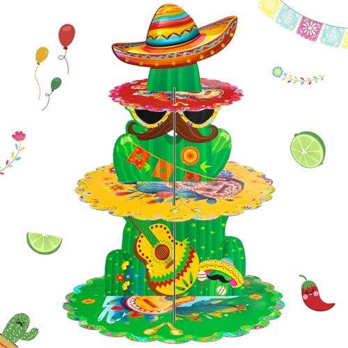 Lukinuo Cactus Cupcake Stand 3 Tier Mexican Cupcake Stand Taco