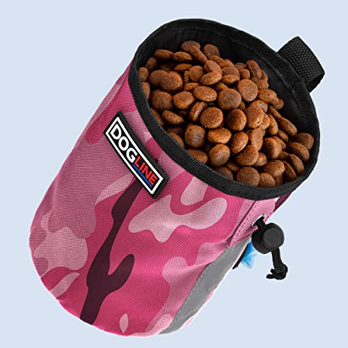 Image of Dogline Dog Treat Pouch: Puppy Training Bag, Pet Kibbles and Snacks Holder, Litter Waste Bags Dispenser with Adjustable Drawstring Closure, Large Capacity with Mesh Pocket, Strong Nylon Material