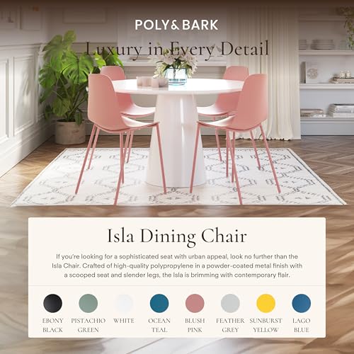 Image of Poly & BARK Isla Modern Kitchen Chairs Set of 4 - Plastic Dining Chair with Metal Legs - Quick Assembly Simple Cafe Chairs Plastic for Indoor or Outdoor - Blush Pink