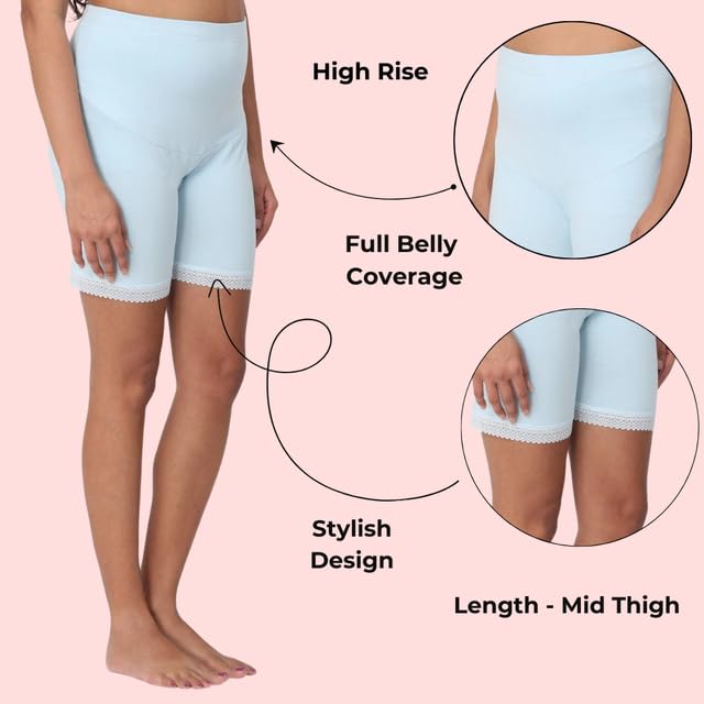 Image of The Mom Store Maternity Panties, Boyshorts Panties for Women - High Rise Maternity Wear, Full Rear Coverage Cotton Maternity Panty - Ideal for Pregnancy