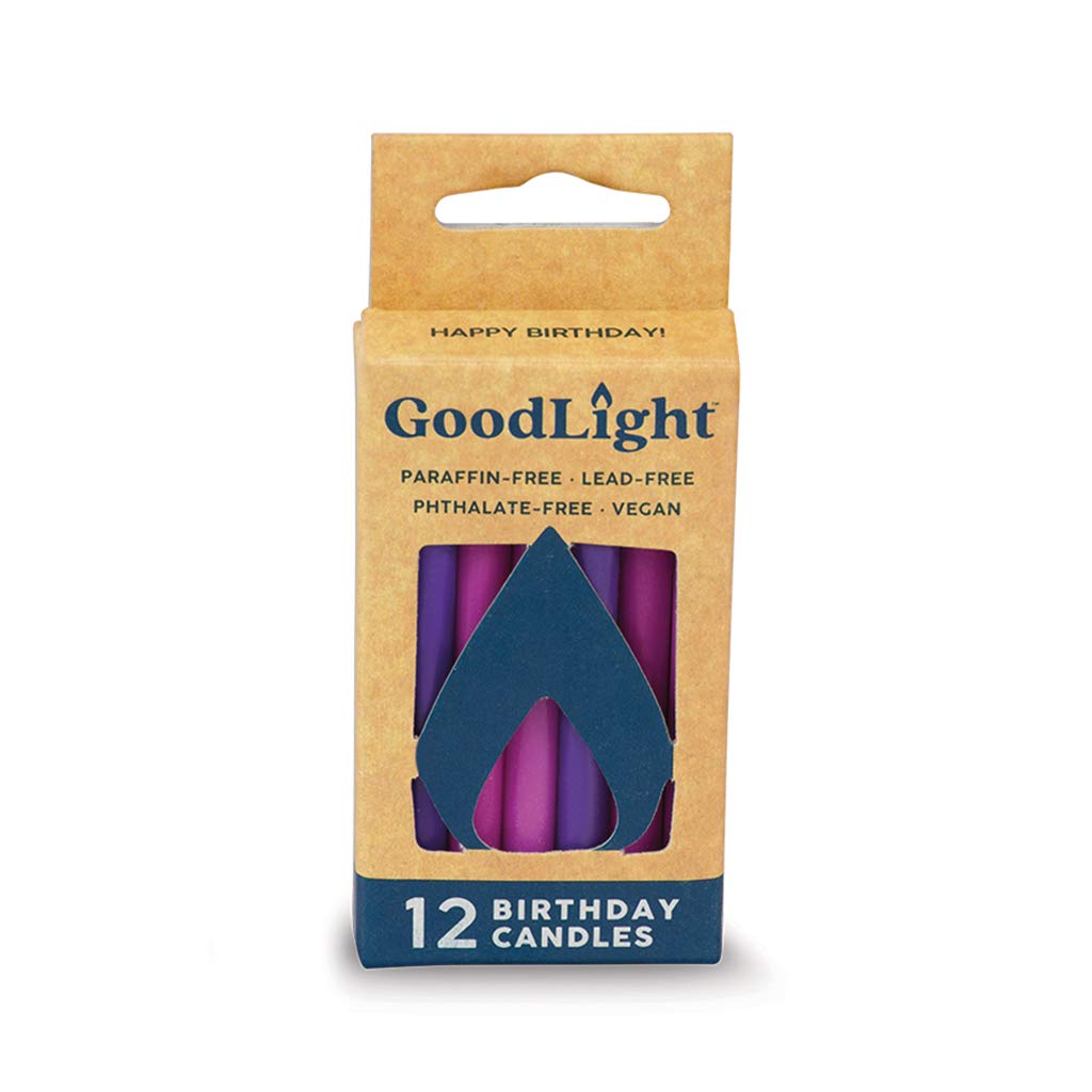GoodLight Birthday Candles, Paraffin Free, Vegan, 12Count (Pink