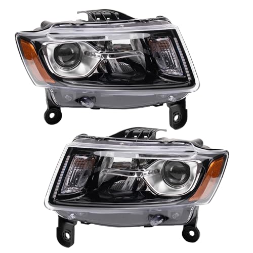 Image of TRQ 2 Piece Headlight Assembly Set Driver & Passenger Side Compatible with Jeep Grand Cherokee 2014-2016 CH2502308 CH2503308 68236108AE 68236109AE