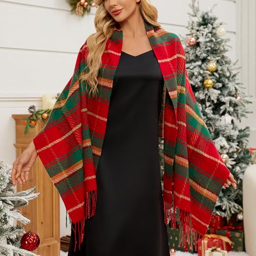 FINIZO Winter Scarf for Women Cashmere Feel Scarfs Large Tassel Plaid Scarf Blanket Wrap Shawl Ladies Gifts3