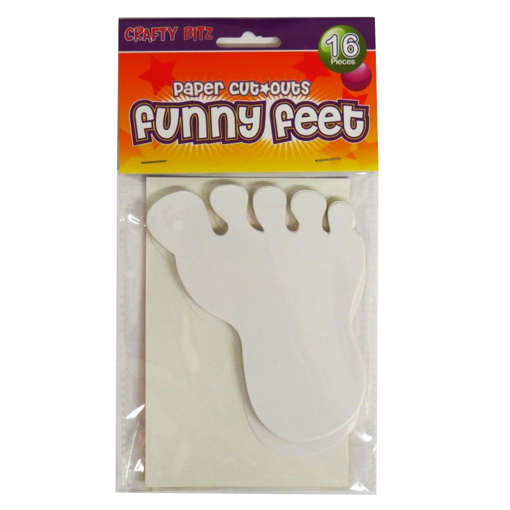 Crafty Bitz White Funny Feet Paper Cut Outs Pack Of 16