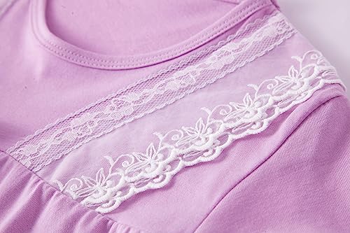 Girls Nightgowns Vintage Princess Night Gown Dress for Toddler Kids Short Sleeve Nightdress 2-Pack 5-12 Years3