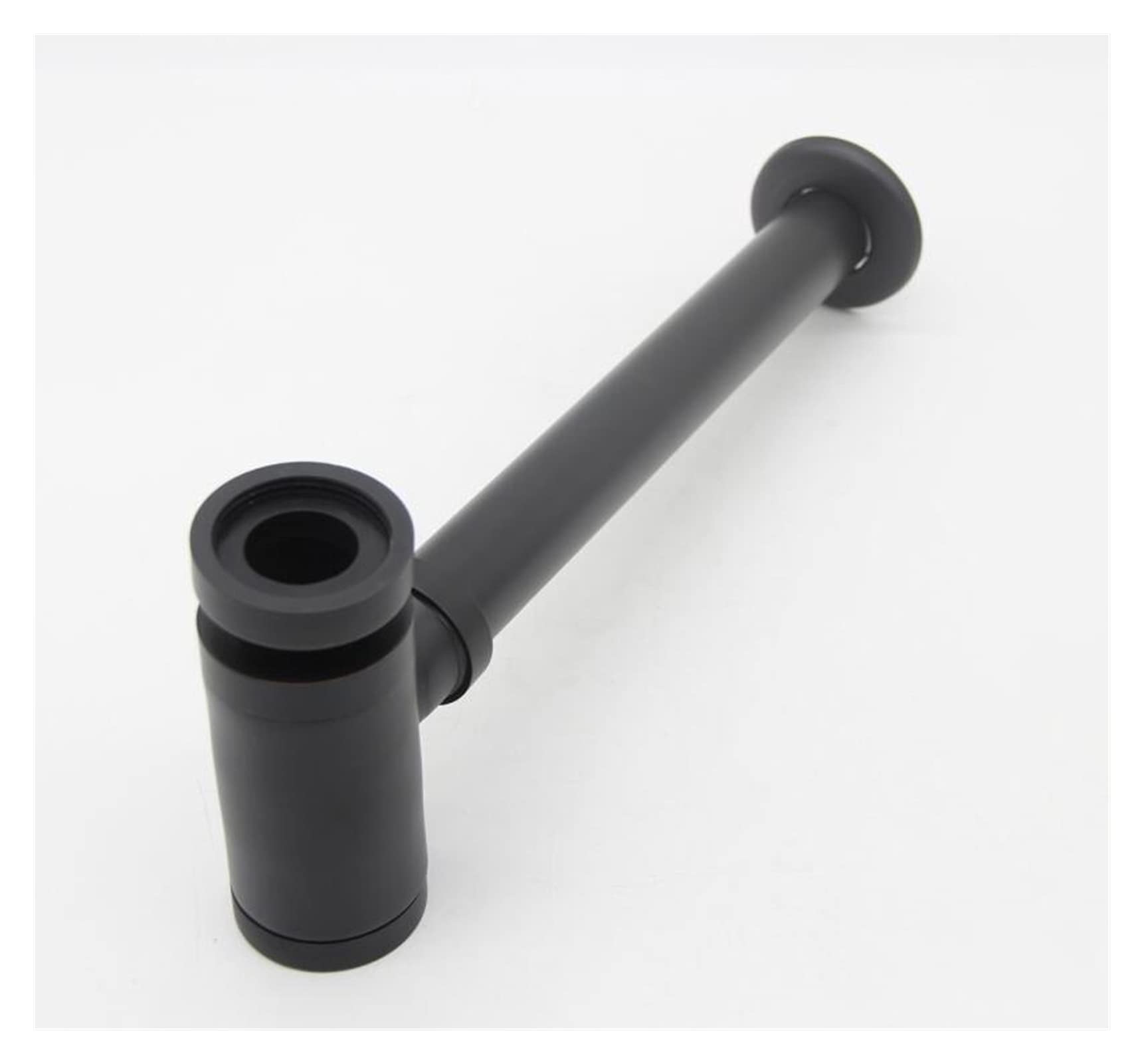 Apto para sifón Redondo de latón Color Antiguo/Juego de Drenaje Negro Residuos de tubería de Lavabo de tocador de baño con Drenaje Emergente XSQ1-8 Exquisito (Color : Sin rebosadero 2) (Bote