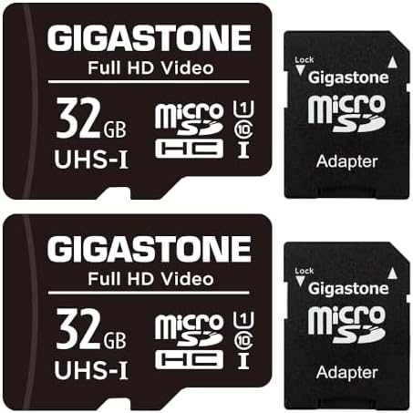 Gigastone 32GB 2-Pack Micro SD Card, FHD Video, Surveillance Security Cam Action Camera Drone Professional, 90MB/s Micro SDHC UHS-I U1 Class 10