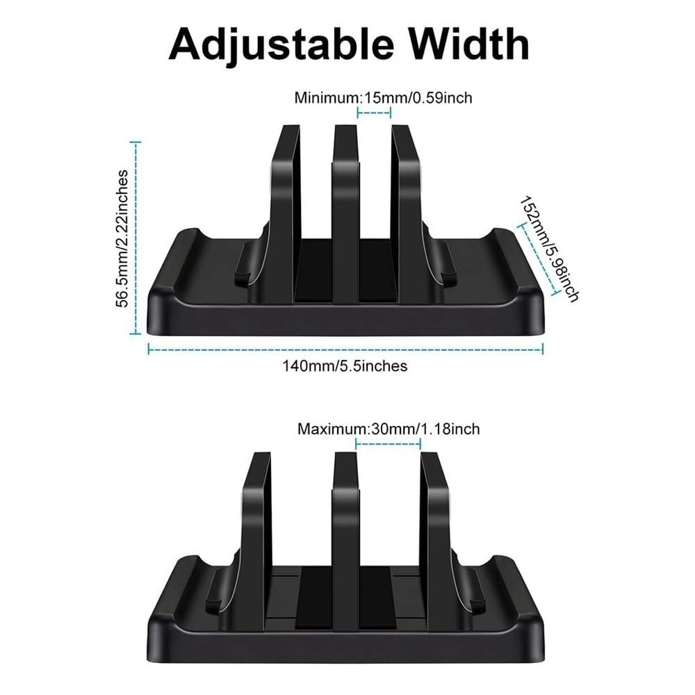 Supporto per laptop, Supporto for laptop da scrivania, supporto verticale regolabile for laptop, salvaspazio, nero(L)
