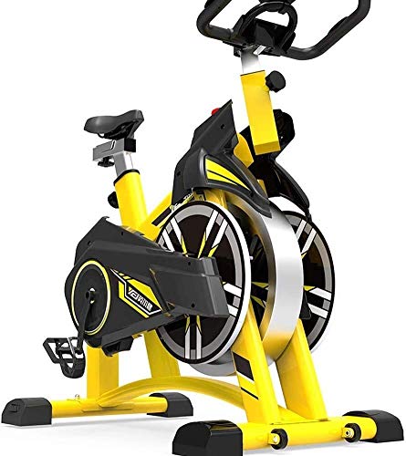 Image of Indoor Exercise Bike Spin Bike Studio Cycles Exercise Machines Cardio Workout Adjustable Handlebars Colour:Black (Yellow)