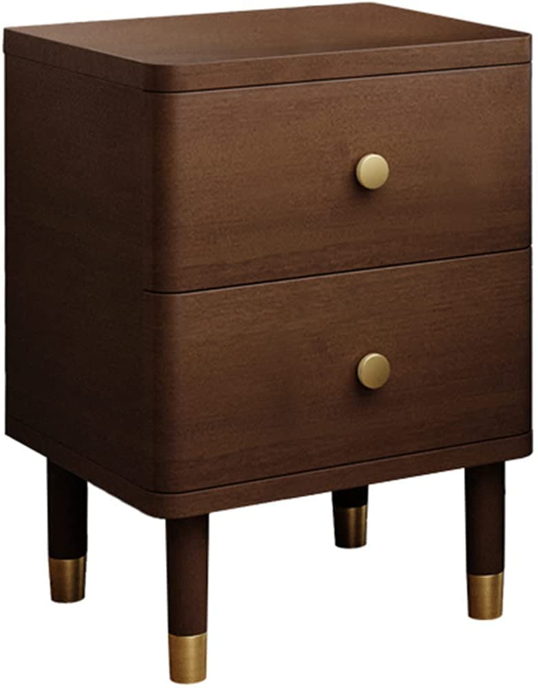 WIQUYBML Bedroom Bedside Storage Cabinet Solid wood Small apartment Bedroom bedside cabinet 2 drawers Gold-plated solid wood feet Storage lockers 35/40/45/50cm(Size:50cm) (35cm)
