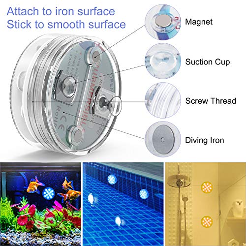 GolWof Unterwasser Licht 13 LED Multi Farbwechsel Wasserdichte LED Leuchten mit fernbedienung Dekoration… – Bild 8