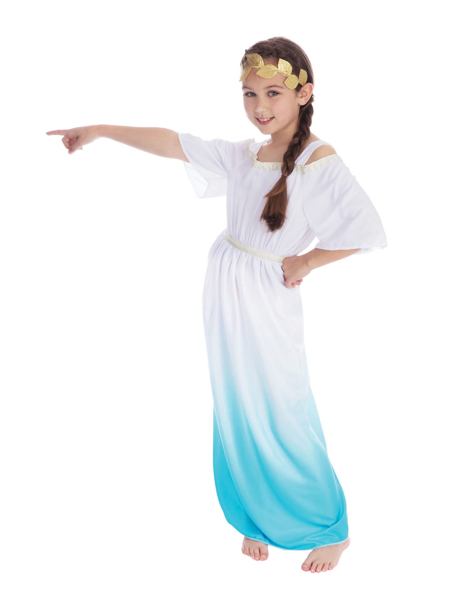 Bristol Novelty White Roman Goddess Costume Set for Girls (Medium) - Luxurious Design, Perfect for Halloween, Theme Parties, World and Culture, World Book Day, & More