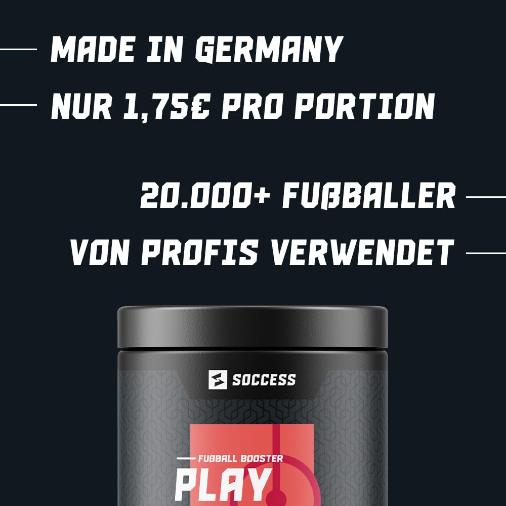PLAYMAKER | Workout Booster speziell für Fußballer | Sport Drink mit Kohlenhydraten + Elektrolyten + Mineralien + Aminosäuren + Koffein | 20 Portionen | Berry-Mix