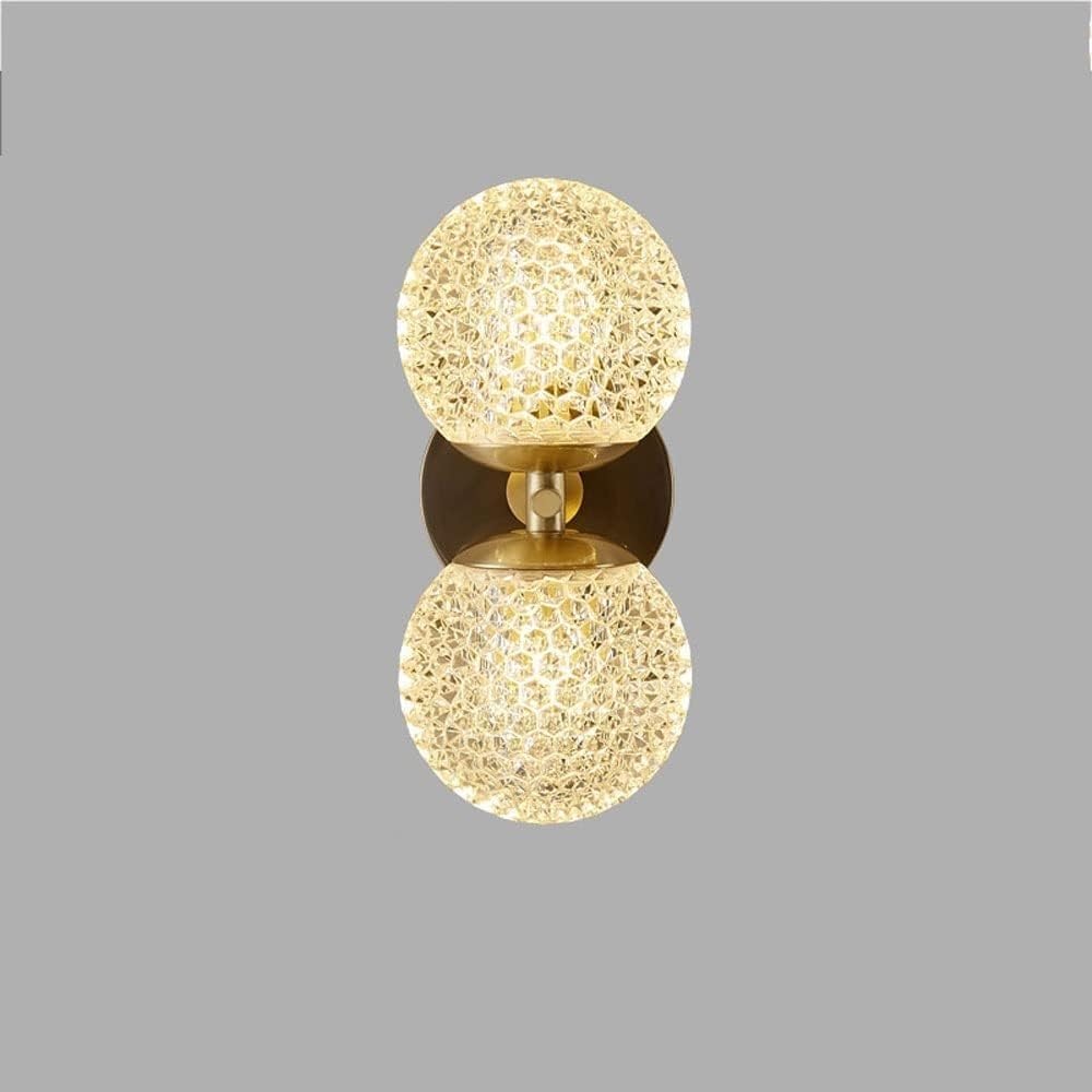 HPTHLY Gold Wall Lamp With Acrylic Globe Lampshade, Brass Wall Sconce, Wall Mounted Light Fixture For Bedroom, Living Room, Hallway, Dining Room, Attic, White G9 Wall(One Color-2-Light)