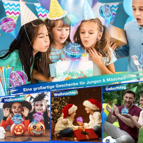 Zookao Fliegender Ball, Mini Drohne Für Kinder Flying Boomerang Ball mit LED Licht Spielzeug Geschenke für Jungen Mädchen Indoor Outdoor Cooles Flugzeug