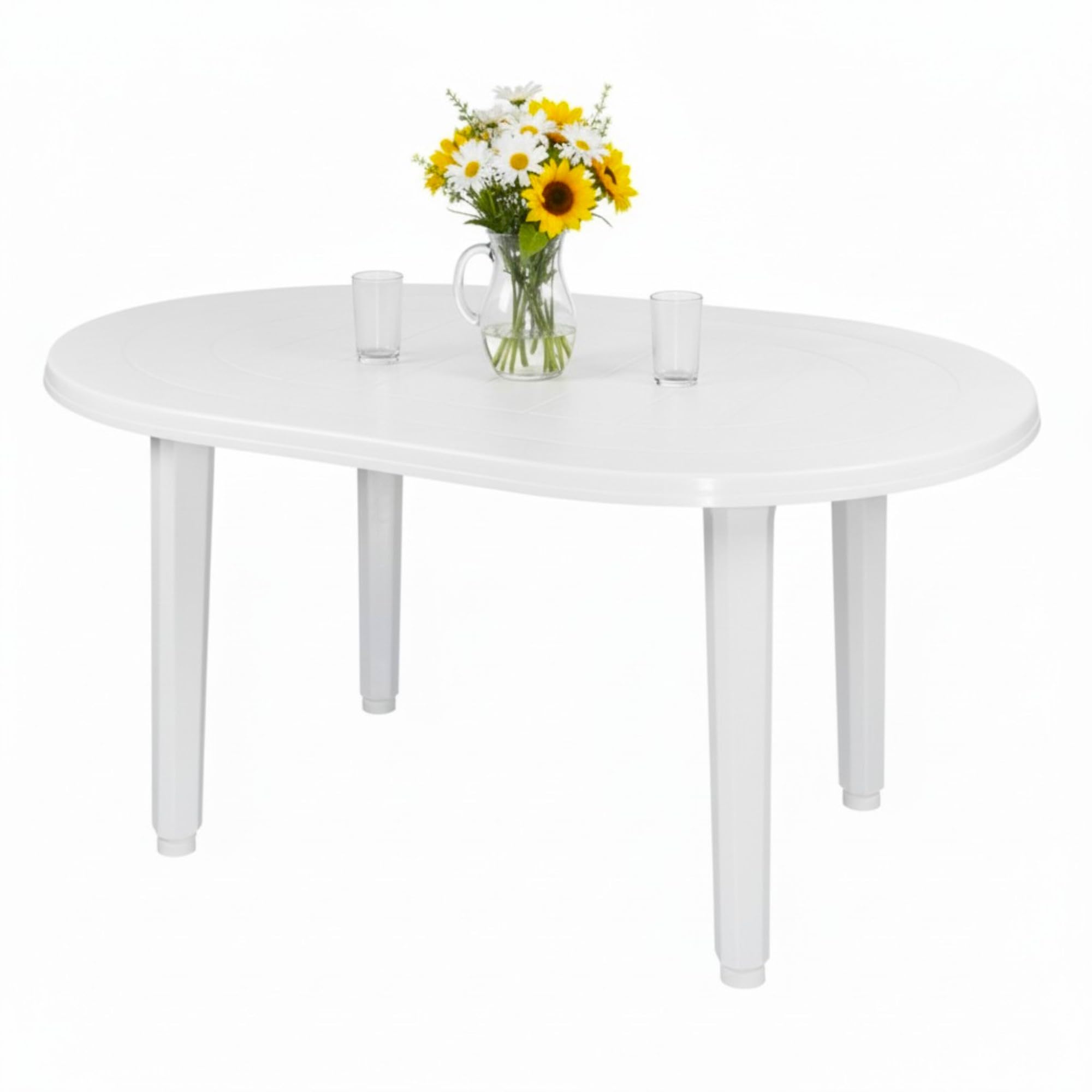 Mesa de Jardín Oval Resol, Blanco | 130x90cm