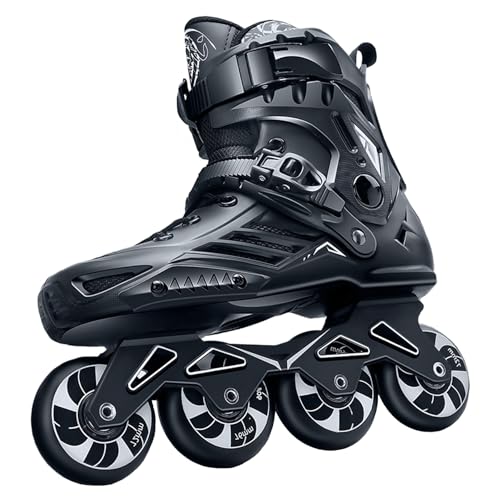 Weyot Inline Skates Damen Herren, Rollschuhe Erwachsene Für Draußen Drinnen, Inlineskates Mit Herausnehmbarem Und Waschbarem Futter Und Verschleißfesten PU-Rädern Black,EU 46/UK 9/ 28CM