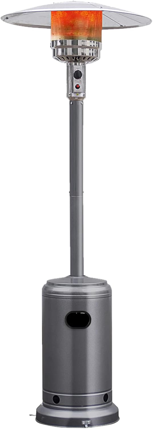 Tangkula 50,000 BTU Propane Outdoor Heater, Patio Heater with Stainless Steel Burner, Tip-over Protection and Wheels, Outdoor Heaters for Patio Commercial and Residential (Grey)