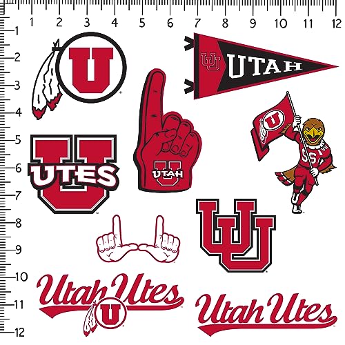 Image of University of Utah 9ct Vinyl Large Deluxe Stickers Variety Pack - Laptop, Water Bottle, Scrapbooking, Tablet, Skateboard, Indoor /Outdoor - Set of 9