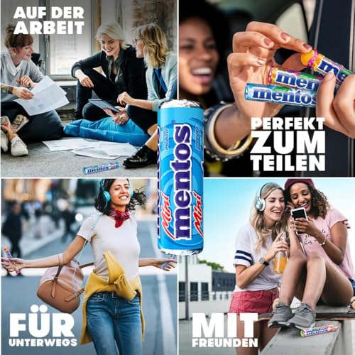 Mentos Mint Classic Bucket, Eimer enthält 120 Mini-Rollen à 5 Minz-Dragees, Kaubonbons mit Pfefferminz-Geschmack, Aufbewahrungs-Box (120 Mini Rollen), vegan 4