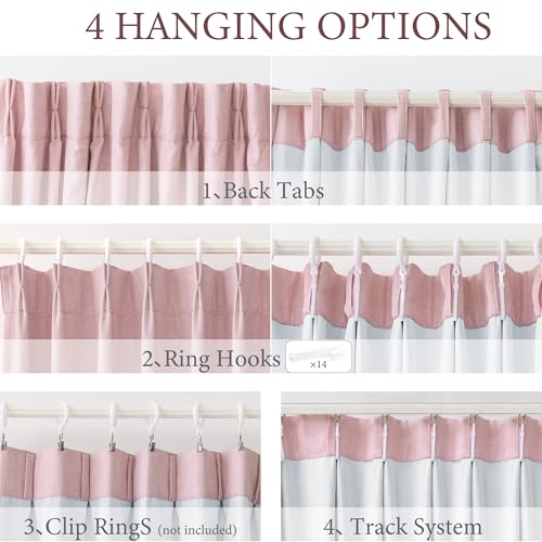 Image of MYSKY HOME Blush Pink Pinch Pleated Full Black Out Curtains 108 inches Long for Bedroom Living Room Baby Pink Linen Textured Thermal Insulating Room Darkening Window Drapes, 40 inch Wide per Panel, 2 Pcs