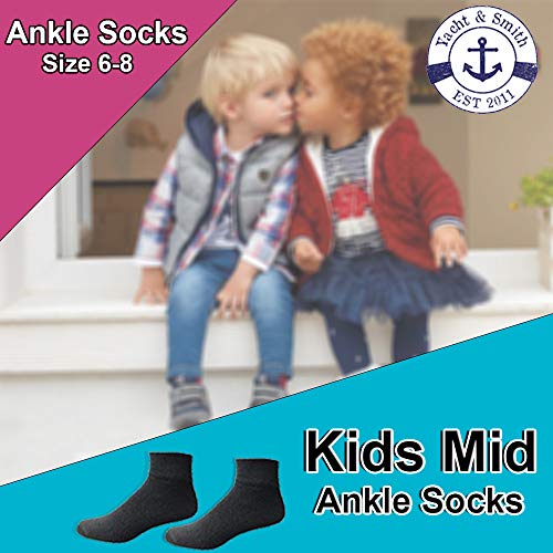 Yacht & Smith Wholesale Kids Mid Ankle Socks, Cotton Bulk Sport Ankle Socks Size 6-82
