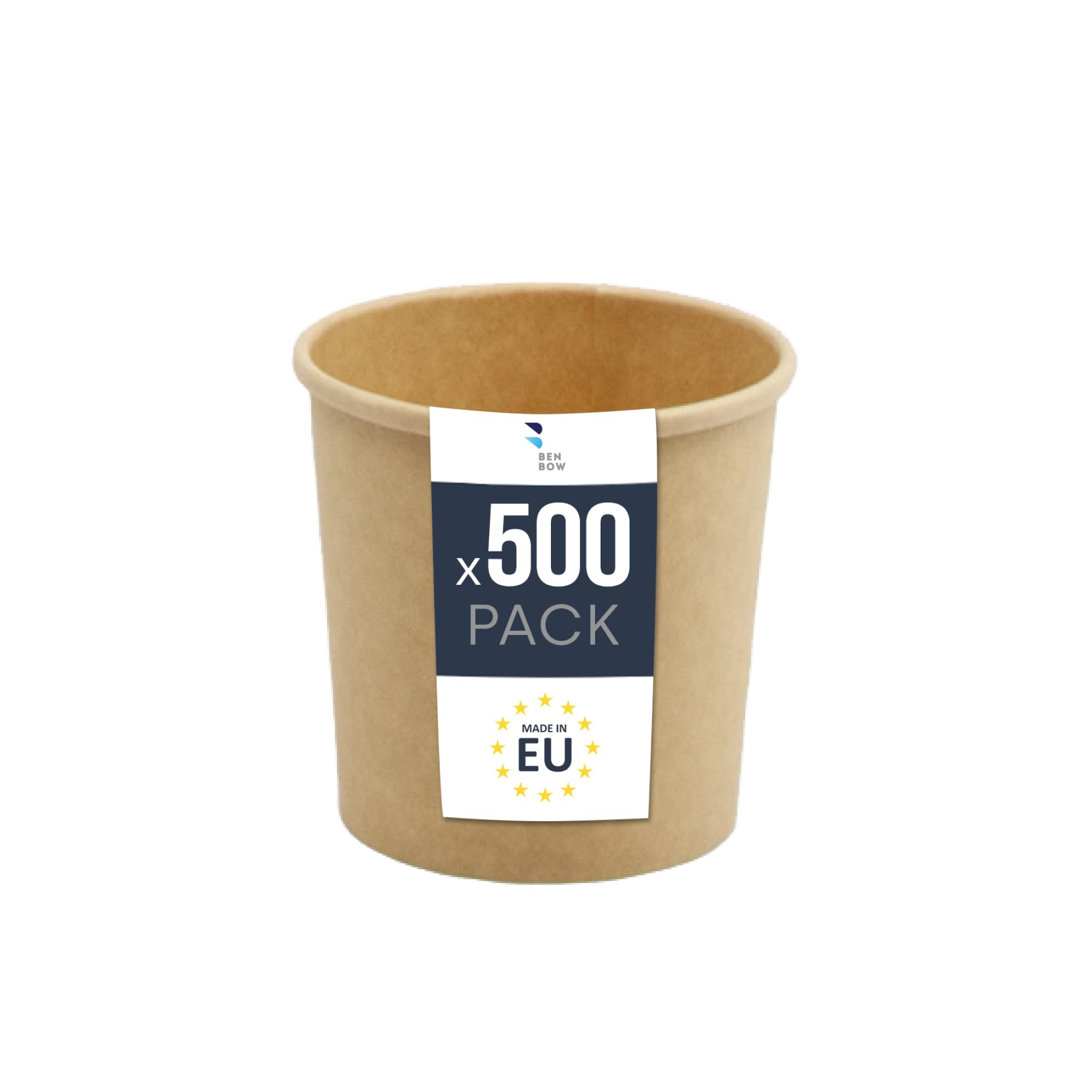 BenBow - Conteneur jetable en papier kraft avec couvercle 500 x 350 ml convient aux plats chauds et froids et aux soupes hermétique ne fuit pas carton - conditionnement c'est parfait pour le transport