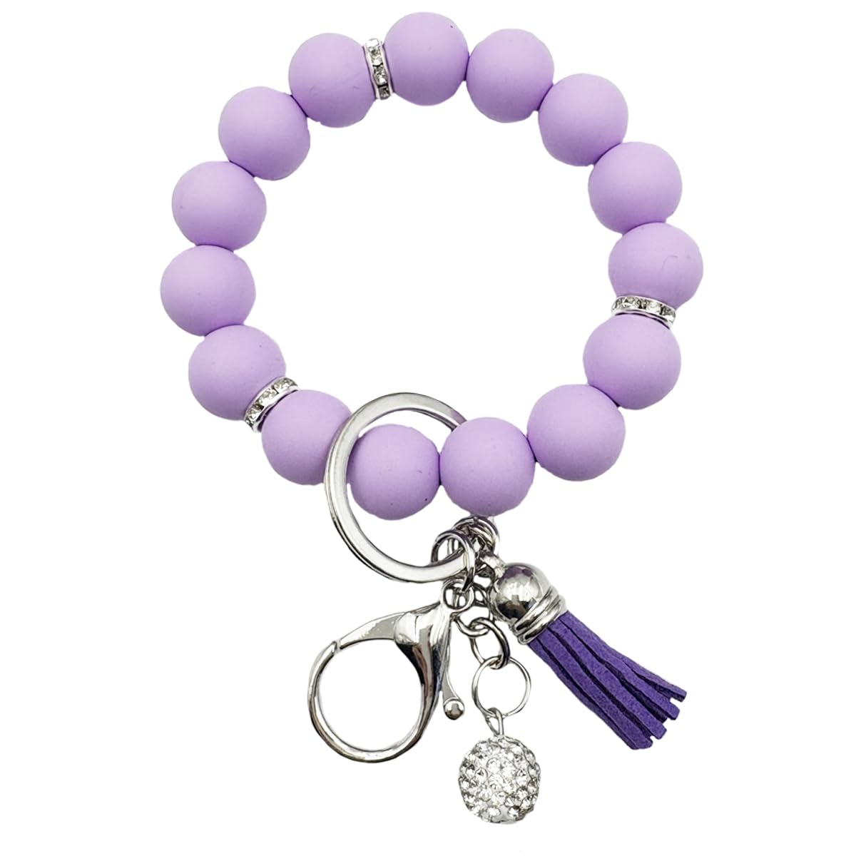 Xsclpomddy Silikon Perlenarmband Schlüsselanhänger Armband Schlüsselbund Silikon Perlen Handgelen schlüsselkette für Frauen
