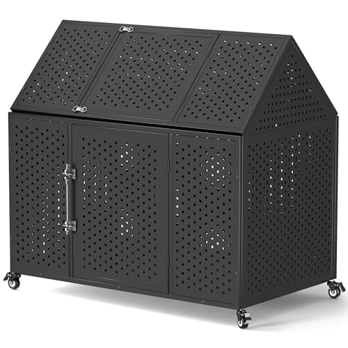 Rexwelten 48 inch Heavy Duty Dog Crate with Self-Locking Latch, Extra Large Kennel with Pointed...