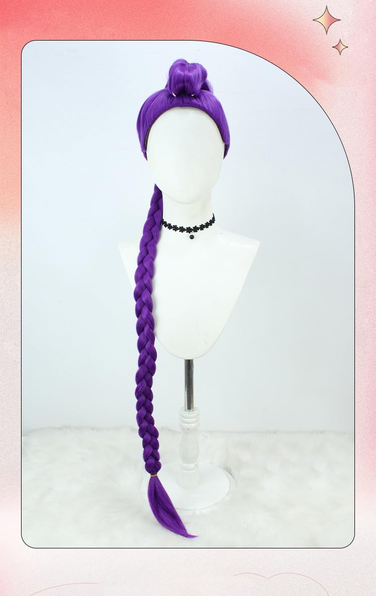 Pop Singer Anime Costume Wig,Pop Animated Characters Wigs Long Straight Hair Wig for Women,Purple