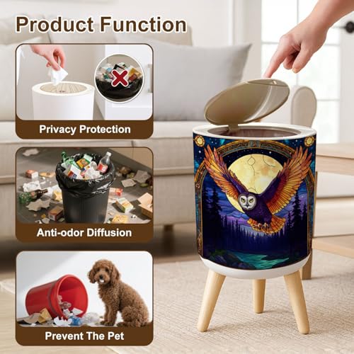Caneca de basura redonda con tapa y patas 7L miniatura 6