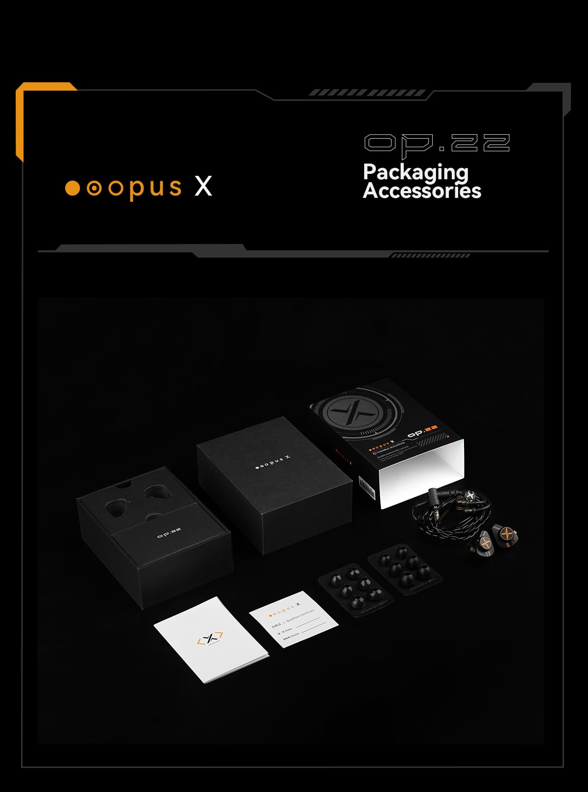 Fanmusic ooopusX Op.22 Kopfhörer, zwei dynamische zwei symmetrische Armature-Treiber, In-Ear-Monitore, einstellbare Tuning-Optionen (3,5 mm ohne Mikrofon)