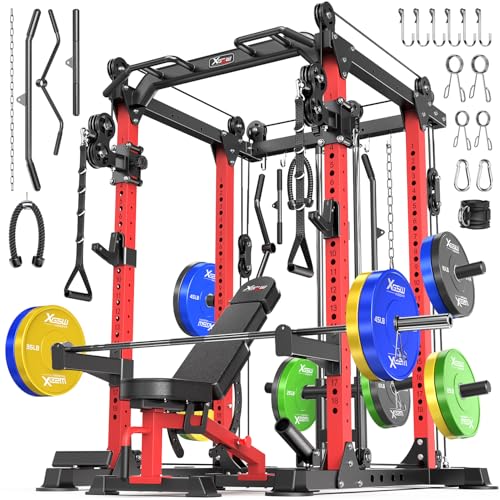Image of Power Rack Power Cage Multi-Function Squat Rack with Cable Crossover System Selectable More Training Attachment Power Rack for Garage & Home Gym
