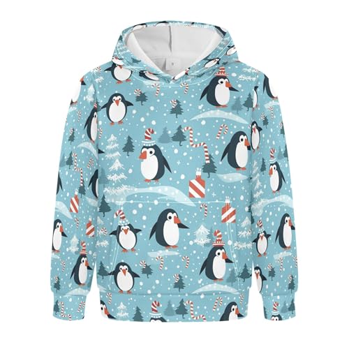 Kids Hoodies Sweaters Christmas Xmas Penguin Hooded Sweatshirts with Big Pockets for Boys Girls B0400439