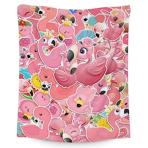 Flamingo Blanket Gifts - 30x40 Inches Cute Throw for Women & Girls - Pink Soft Fuzzy Blankets for Couch & Office